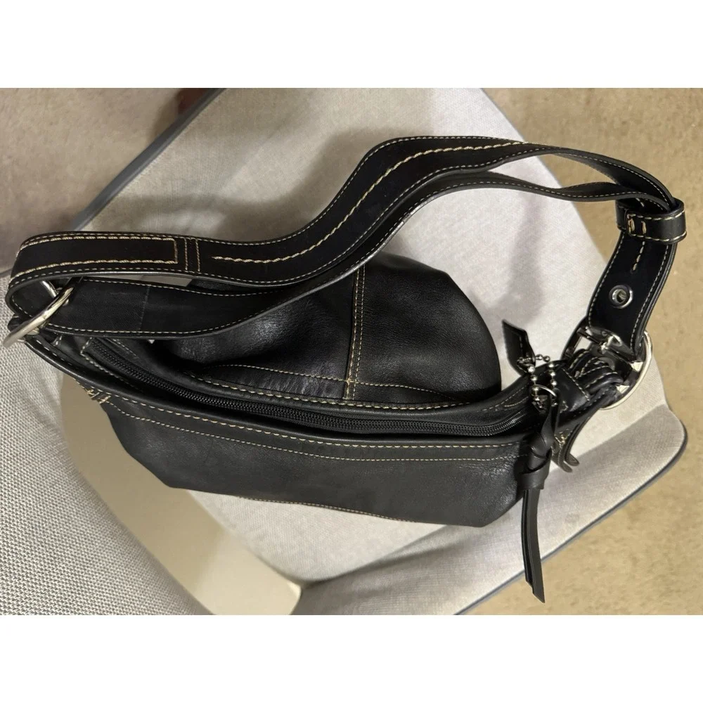 Coach F13353 Vintage Bleecker Black Leather Medium Bucket Bag Crossbody
